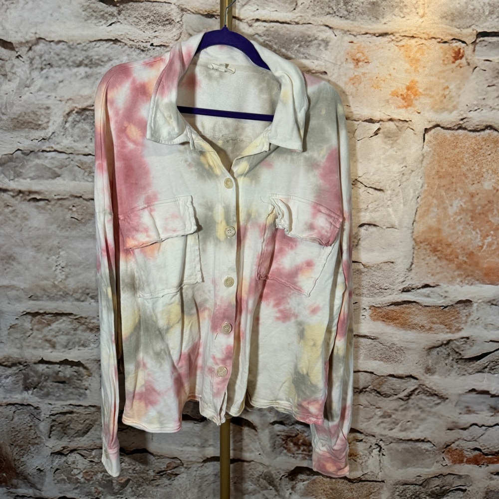 Easel - Tie Dye Shacket - Mauve, Grey - L -